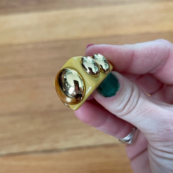 La Manso chunky yellow and gold dome ring size 6 - Picture 10 of 16